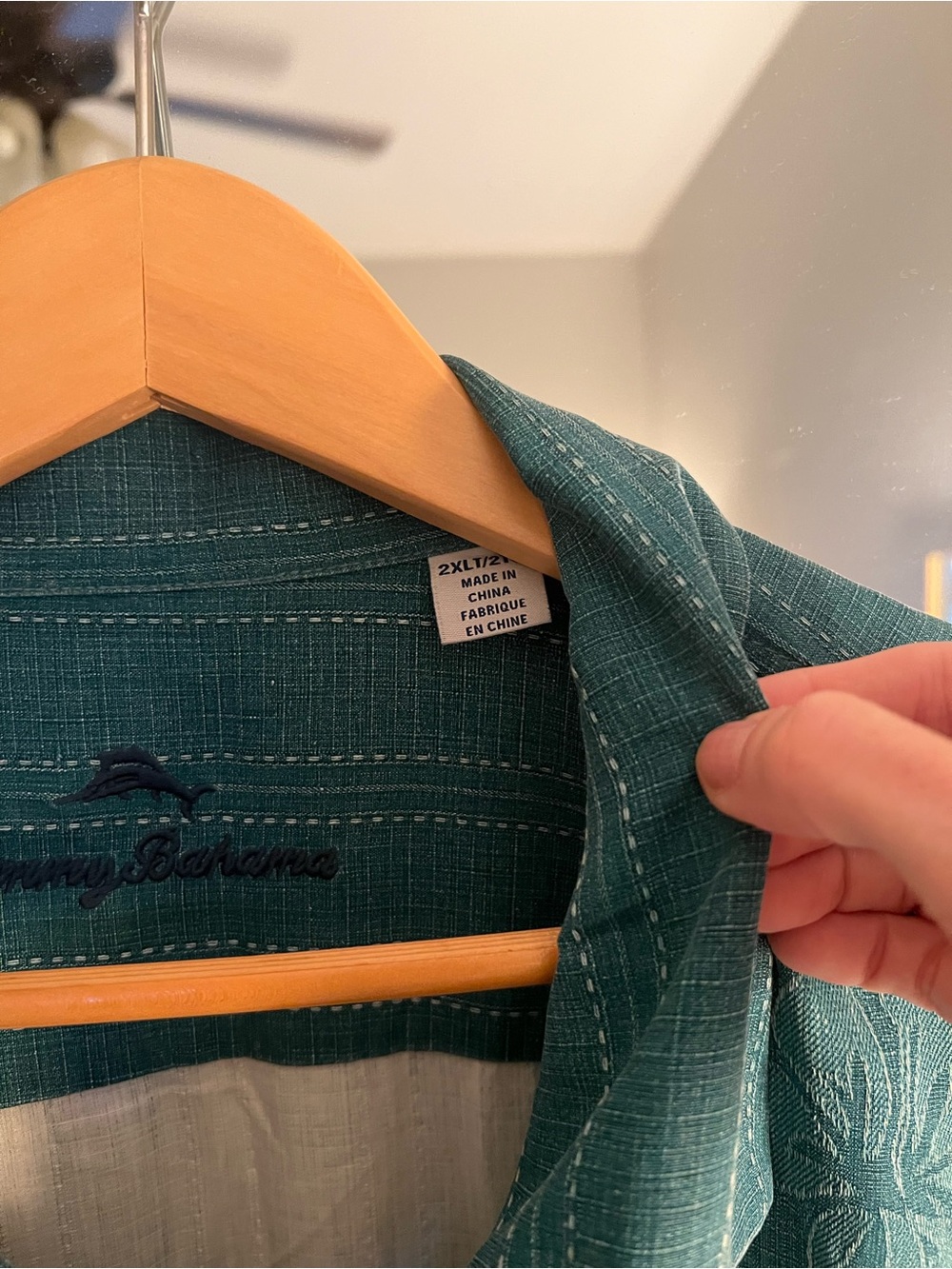 Tommy Bahama Textured Teal Button-Up Shirt